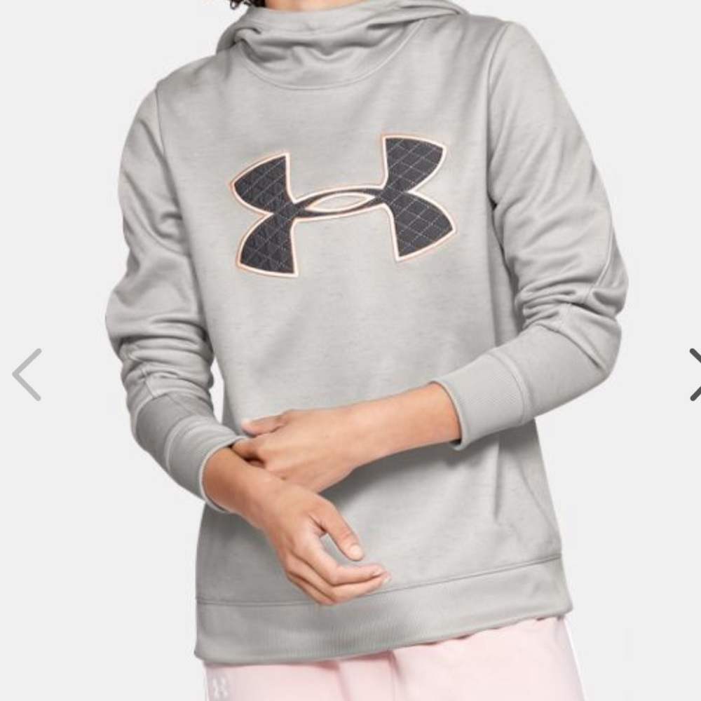 Under armour grey hoodie w/ teal outline